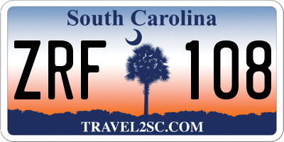 SC license plate ZRF108