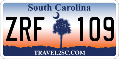 SC license plate ZRF109