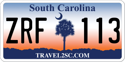 SC license plate ZRF113