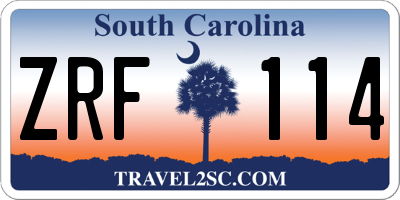 SC license plate ZRF114