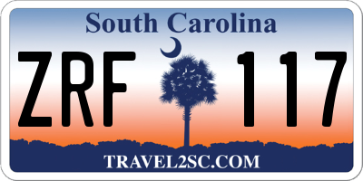SC license plate ZRF117
