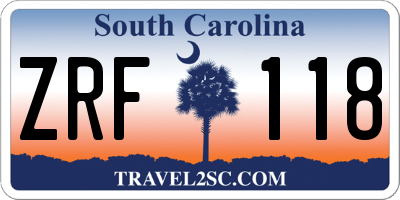 SC license plate ZRF118