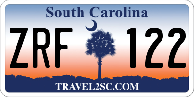 SC license plate ZRF122