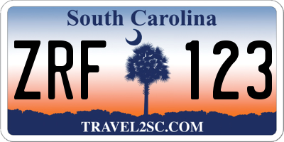 SC license plate ZRF123