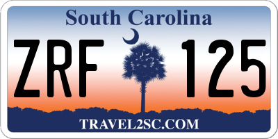 SC license plate ZRF125