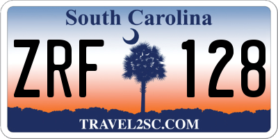 SC license plate ZRF128