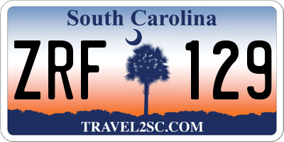 SC license plate ZRF129