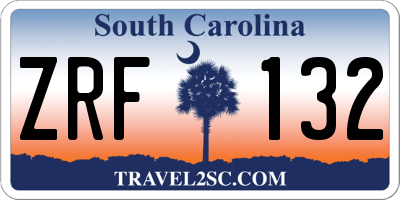 SC license plate ZRF132