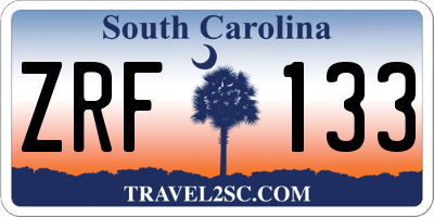 SC license plate ZRF133