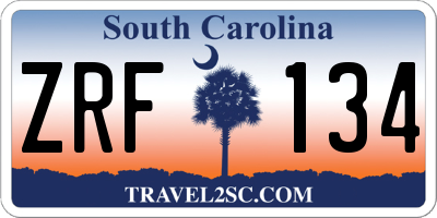 SC license plate ZRF134