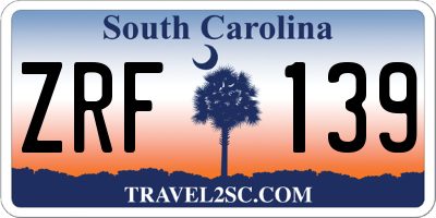 SC license plate ZRF139