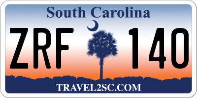 SC license plate ZRF140
