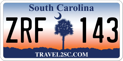 SC license plate ZRF143