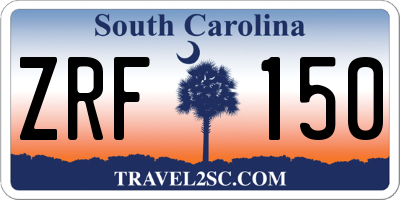 SC license plate ZRF150