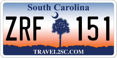 SC license plate ZRF151