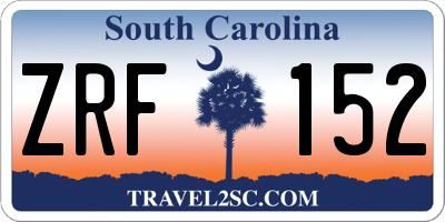 SC license plate ZRF152