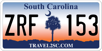 SC license plate ZRF153