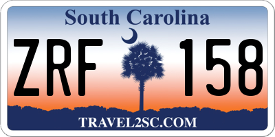 SC license plate ZRF158