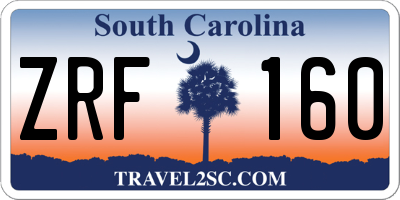 SC license plate ZRF160