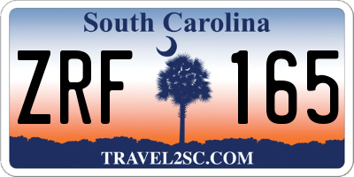 SC license plate ZRF165