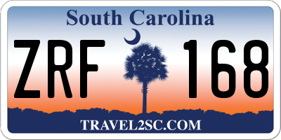 SC license plate ZRF168
