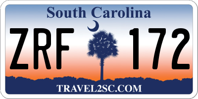 SC license plate ZRF172