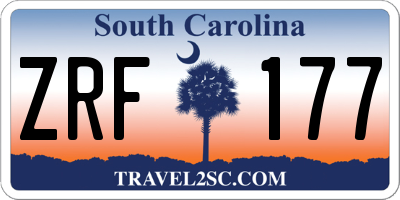 SC license plate ZRF177