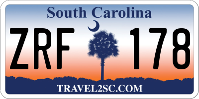 SC license plate ZRF178