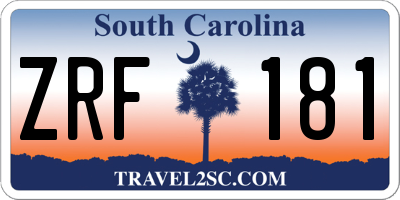 SC license plate ZRF181