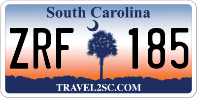 SC license plate ZRF185