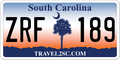 SC license plate ZRF189