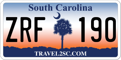 SC license plate ZRF190