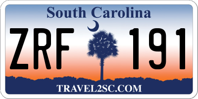 SC license plate ZRF191