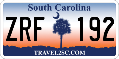 SC license plate ZRF192