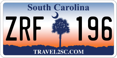 SC license plate ZRF196
