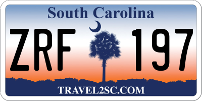 SC license plate ZRF197