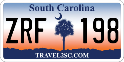SC license plate ZRF198
