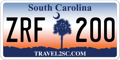 SC license plate ZRF200