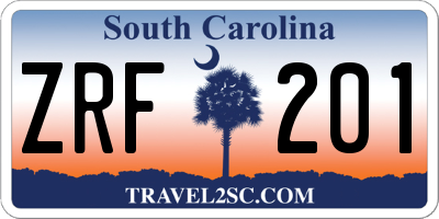 SC license plate ZRF201