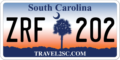SC license plate ZRF202