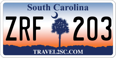 SC license plate ZRF203
