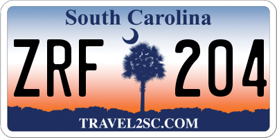 SC license plate ZRF204