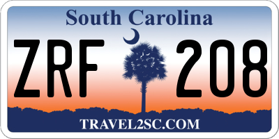 SC license plate ZRF208