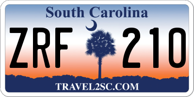 SC license plate ZRF210