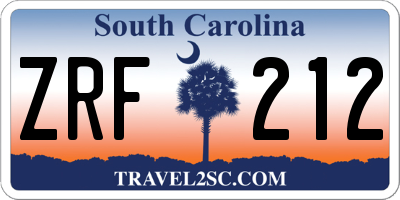 SC license plate ZRF212