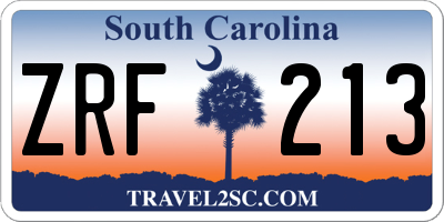SC license plate ZRF213