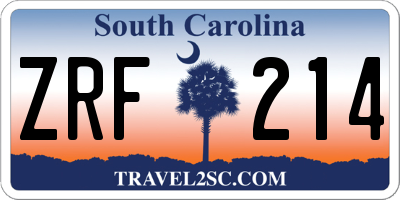 SC license plate ZRF214