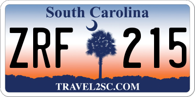 SC license plate ZRF215