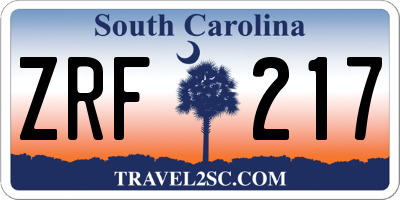 SC license plate ZRF217