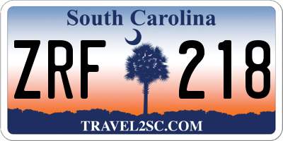 SC license plate ZRF218